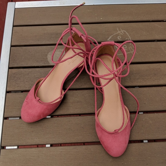 LOFT Pink Lace Up Pumps - Block Heels - 6.5 - Picture 2 of 6
